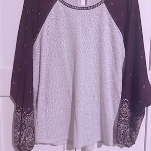 Maurices Maroon and White Textured Top